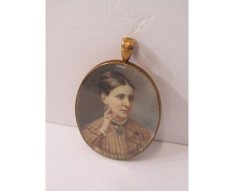 MINIATURE PORTRAIT PENDANT, 19th Century portrait of young woman by John Newman Holroyd 