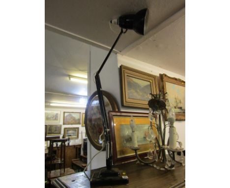 VINTAGE LIGHTING, black enamelled square base angle poise lamp 
