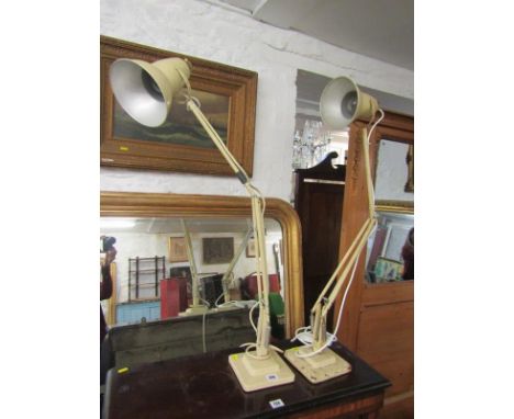 VINTAGE LIGHTING, 2 cream enamelled angle poise table lamps 