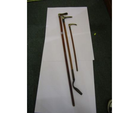 EQUESTRIAN, silver mounted antler handled riding crop, also similar walking stick and swagger stick 