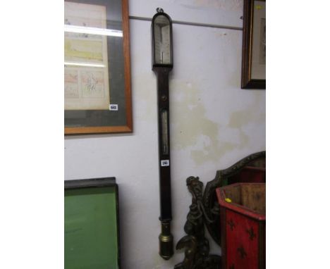 ANTIQUE BAROMETER, early 19th Century mahogany stick barometer by Cail, Newcastle Upon Tyne, 37" 