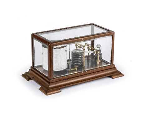 An early 20th century mahogany cased barograph by Sharman D. Neill, Belfast, 36cm wide x 32cm deep x 19.5cm high