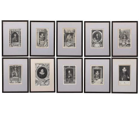 George Vertue (1684-1756) Twenty Portrait engravings depicting prominent British figures. each 36cm x 23cm framed and glazed 
