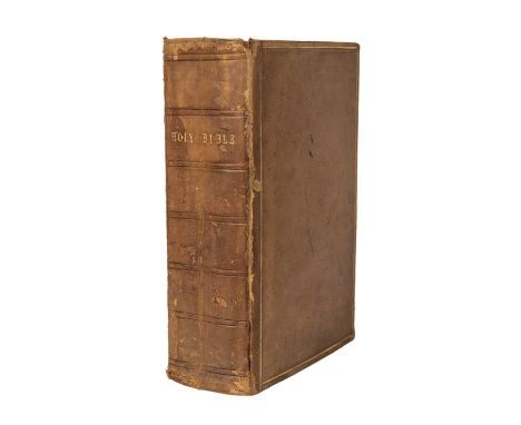 A 17th century Bible printed by John Field Cambridge 1657. The general title page with classical architectural design and dev