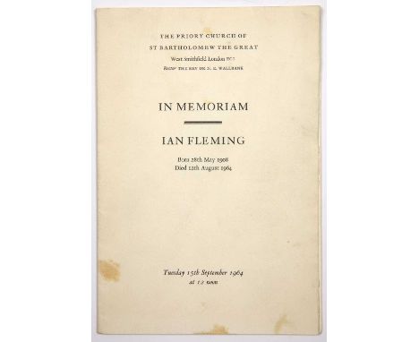 Fleming, Ian (1908-1964). A copy of the service sheet for Ian Fleming’s Memorial Service at the Priory Church of St Bartholom