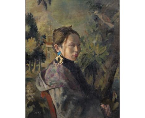 Jane Bond (1939) 'Etta', head and shoulder portrait, oil on canvas.75cm x 59cmMounted in an ebonised frame, good condition