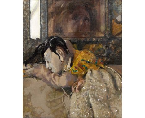 Jane Bond (1939), 'Self Portrait', oil on canvas34cm x 28.5cmQty: 1In good condition, canvas not perfectly tight to the frame