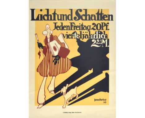 Original antique magazine advertising poster for Licht und Schatten Jeden Freitag 20 pf. vierteljahrlich 2M25 / Light and Sha