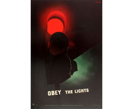 Original vintage road safety poster published by the Royal Society for the Prevention of Accidents ROSPA - Obey the lights - 