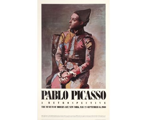 Original vintage advertising poster for Pablo Picasso A Retrospective exhibition held at the Museum of Modern Art MOMA New Yo