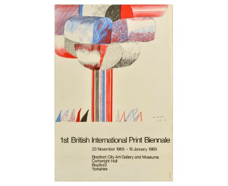 Original vintage advertising poster for the 1st British International Print Biennale, which took place from 23 November 1968 