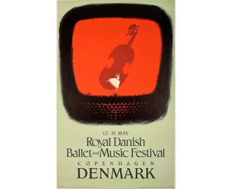 Original vintage advertising poster for the Royal Danish Ballet Festival held in Copenhagen Denmark from 17 May to 31 May. Fa