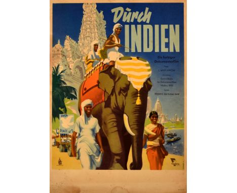 Original vintage movie poster for a documentary film Durch Indien / Through India directed by L. Warmalow and issued by Progr