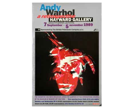 Original vintage advertising poster for Andy Warhol A Retrospective exhibition at the Hayward Gallery South Bank Centre from 