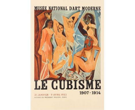 Vintage commercially printed art exhibition poster for a Cubism show at the National Museum of Modern Art in Paris held from 