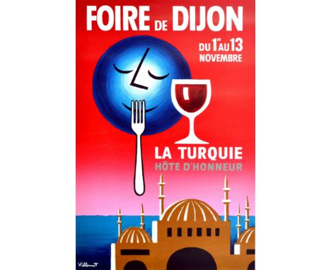 Original vintage advertising poster for the Dijon Food Fair / Foire de Dijon La Turquie Hote d'Honneur held in Turkey as the 