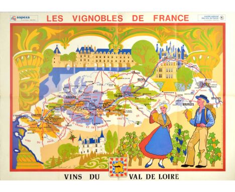 Original vintage advertising poster for Les Vignobles de France Vins du Val de Loire / The Vineyards of France Wines of the L