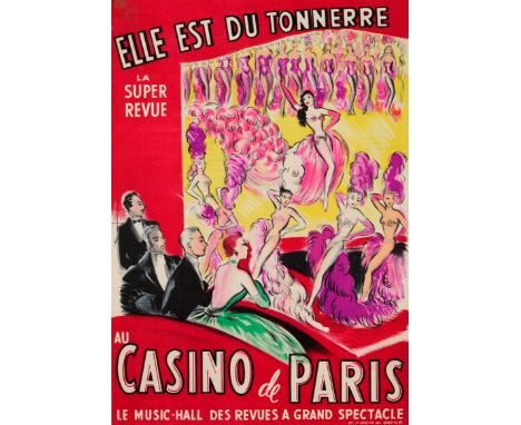 Original vintage advertising poster for a cabaret performance at the Casino de Paris music hall - It's terrific, the great re