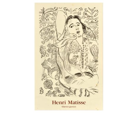 Original vintage advertising poster for Henri Matisse Euvres Gravees / Engravings exhibition featuring an image titled Arabes