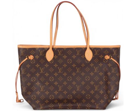LOUIS VUITTON - Tote bag, LV monogram canvas with leather trim, side drawstring and zip inner pocket. Serial Number SF4182 45