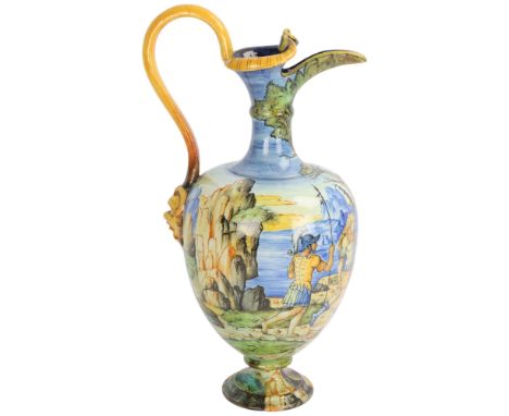 An Italian Majolica ewer by Richard Ginori, with painted Classical scenes, height 33cmGood condition, no chips cracks or rest