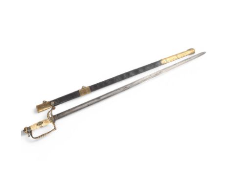 **description change** A replica Navy Officer's sword by Richard Teed of The Strand, with carved ivory handle, original brass