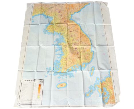 A Korean War Period silk flying map of Chosen
