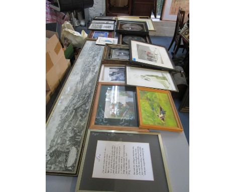 A mixed lot of framed and glazed pictures, prints, watercolours etc to include an H Alken print of a huntsman and his horse w