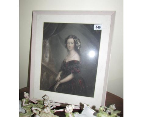 A framed and glazed engraving portrait of a lady.