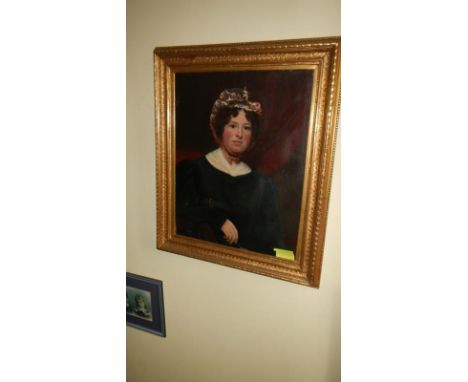 A 19th Century oil on board portrait (image 57cm x 71cm, frame 77cm x 91cm)