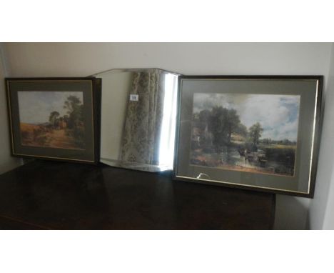2 framed and glazed Constable prints and a mirror.