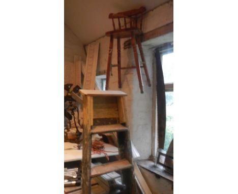 A step ladder and a stool.
