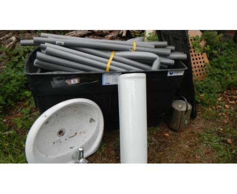 A large quantity of pipe lagging and sink unit