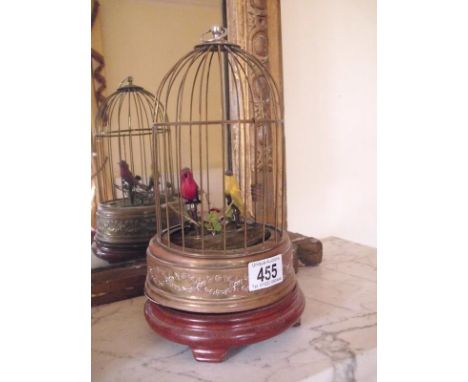 A miniature musical caged birds automaton, in need of repair,