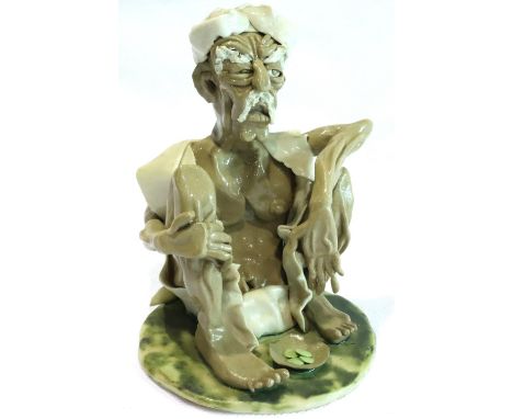 Stephen Dixon 1970s ceramic sculpture purchased from Portland Gallery Manchester; Indian Beggar, signed to base SF Dixon 1975