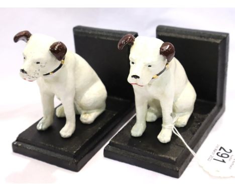 Pair of HMV Nipper bookends, H: 13 cm. P&amp;P Group 3 (£25+VAT for the first lot and £5+VAT for subsequent lots) 