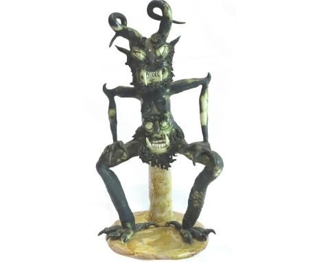 Stephen Dixon 1970s ceramic sculpture purchased from Portland Gallery Manchester; Self Portrait, signed to base SF Dixon 1975