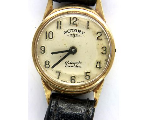 Rotary; 9ct gold cased ladies wristwatch, lacking crown. P&amp;P Group 1 (£14+VAT for the first lot and £1+VAT for subsequent