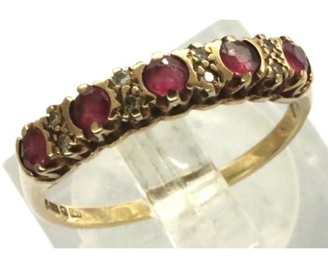 9ct gold ruby and diamond set ring, size M, 1.5g. P&amp;P Group 1 (£14+VAT for the first lot and £1+VAT for subsequent lots) 