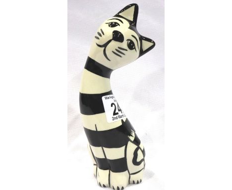 Lorna Bailey cat Humbug, H: 17 cm. No cracks, chips or visible restoration. P&amp;P Group 1 (£14+VAT for the first lot and £1