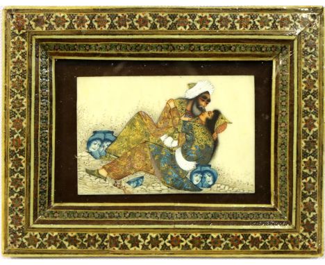 Framed Persian painting of Bones Of The Lever from the Rubaiyat of Omar Khayyam, 7 x 10 cm. P&amp;P Group 2 (£18+VAT for the 