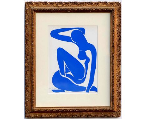 HENRI MATISSE 'Blue Nude', original lithograph after Matisse's cut-outs, 1954 edition printed by Mourlot, 36cm x 26cm, framed