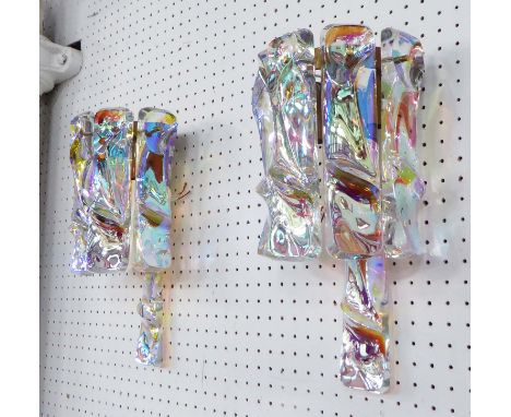 VINTAGE WALL SCONCES, a pair opulent Italian glass, 35cm L x 20cm W x 12cm D approx.