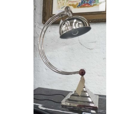 LAMP, chrome, arched form of large proportions, 75cm H.