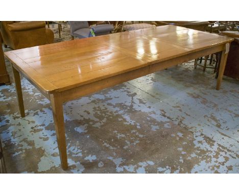 EXTENDING DINING TABLE, vintage French cherrywood cleated extending with one additional leaf, 75cm H x 107cm x 192cm L, 253cm