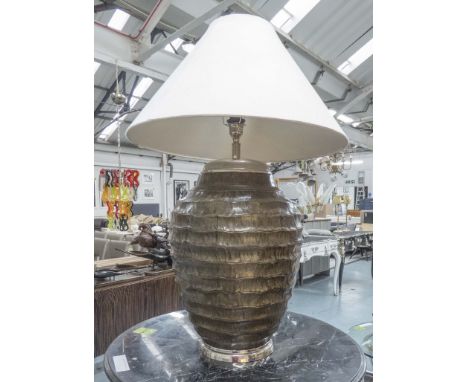 LAMP, contemporary urn base with oversized shade, 97cm H.