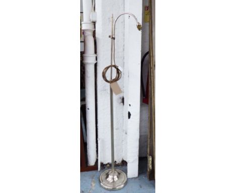 STANDARD LAMP, 1970s silvered metal with adjustable light, 147cm H.