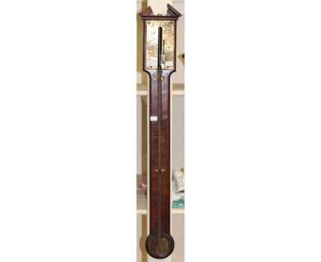 A stick barometer, signed Abraham Smith, early 19th Century, lacking mercury 