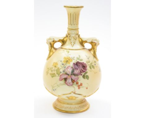 A Royal Worcester blush ivory twin handled bottle vase, No.1626 (restored)