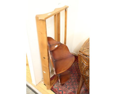 An Ercol light elm plate rack together with a set of corner shelves